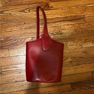 Elegant Red Leather Tote Bag